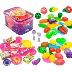 Brinquedo Cozinha Infantil Comidinhas Frutas E Legumes C/Cestinha de Panelinhas e Utensilios