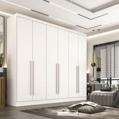 Guarda Roupa Casal 6 Portas 6 Gavetas Gramado 100% MDF Branco Neve