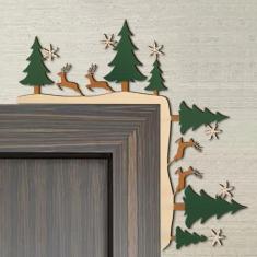 2024 Novo enfeite de porta de Natal de madeira, decoração de sinal de canto com moldura de porta superior, 2024 cm, enfeite engraçado para festas de fim de ano, paredes de janelas, faça você mesmo,