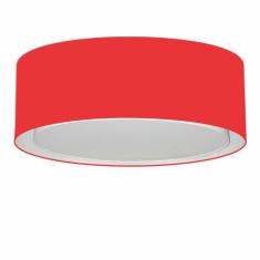 Plafon Cilíndrico Duplo Vivare Md-3037 Cúpula Em Tecido 60x25cm - Bivolt Vermelho 127/220v