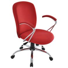 Cadeira Diretor com Braços e Base Cromados Linha Lombar Vermelho
