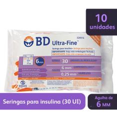 Seringa de Insulina BD Ultra-Fine 6mm 30UI com 10 unidades 10 Unidades