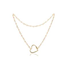 Colar De Pérola Torneada Com Fecho Em Forma De Coração