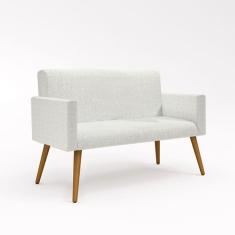 Sofá Namoradeira 2 Lugares Luxo Tecido Linho - Linho Bege