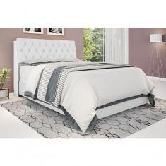 Cabeceira Box Casal 1,38 Isis Branco Com Capitonê Branco