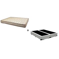 Cama Box Queen 158 Tecido Sintético Branco Com Colchão 158 Flórida Bello Box - 100% Espuma - D26 Cinza