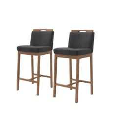 Conjunto 2 Banquetas Madeira Maciça Dani Nogueira Tec Algodão