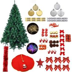 Árvore De Natal Verde 1,20M 220 Galhos 91 Itens Pisca 220V