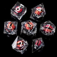 Role dice Beholder's Dragon Eye DND Dice Set, 7pcs Liquid Core Dice com Caixa de Presente, Resina com Borda Afiada Manual para RPG Dungeons and Dragons Ttrpg (Olho de Dragão Verde Escuro)