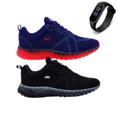 Kit 2 Tênis Casual Esportivo Para Passeio Caminhada Academia + Relógio Unissex-Feminino