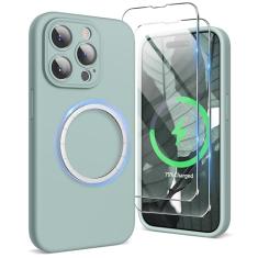 SURPHY Capa projetada para iPhone 15 Pro compatível com MagSafe (6,1 polegadas 2023), com 2 protetores de tela, capa de telefone de silicone líquido (proteção para câmera e forro de microfibra macia),