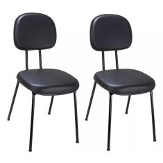 Kit 2 cadeiras palito fixa para recepção igreja recepção sala de espera corano preto