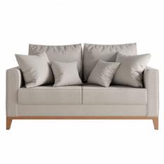 Sofá 2 Lugares Decorativo 1,80cm Beni Base Madeira Linho Bege - Montanaris Decor