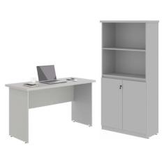 Mesa de Computador e Armario Japão Cinza - Mais de Casa