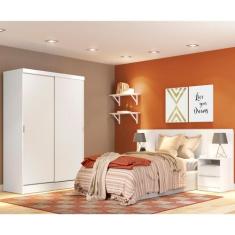 Quarto Completo com Guarda Roupa Luke e Cabeceira com 2 Mesas Laterais