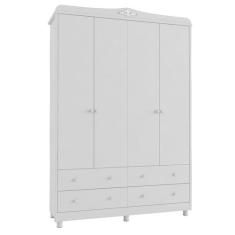 Guarda Roupa Provençal Elo Bebê Moveis Peroba MDF 04 pts Ls, Branco Br