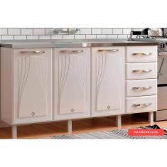 Balcão de Cozinha Star New Aço c/ 3 Portas e 4 Gavetas s/Tampo 160cm Branco - Telasul
