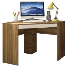 Mesa De Canto L Para Escritório Recta Marrom Bege Caemmun