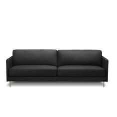 Sofá Decorativo Anthony 3 Lugares Sala De Estar 210cm Pés Em Aço Couro Preto G88 - Gran Belo