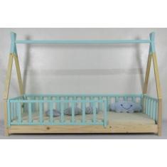 Cama Montessoriana Solteirão Cabana Colorida Madeira Maciça Pinus - Pi