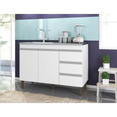 Balcão Gabinete de Pia 120mt Karen 2 Portas e 3 Gavetas Sem Tampo Bran