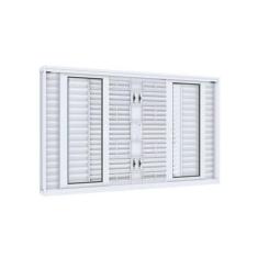 Janela de Aço Veneziana 100x150cm 6 Folhas com Grade Quadrada Facilita