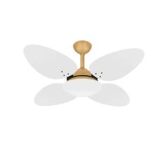 Ventilador Teto Dourado 4 Pás Trevo Branco Sala Ventax 110V