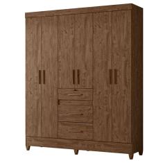 Guarda Roupa Casal Itatiba 6 Portas Castanho Wood - Moval