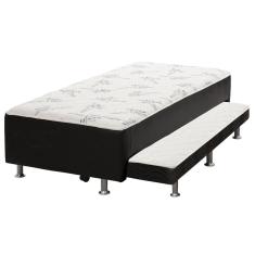 Cama Box Conjugada Espuma Dupla Solteiro Com Auxiliar Suede