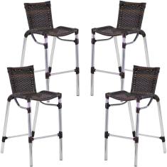 4 Banqueta Alumínio Fortaleza Alta Para Balcão, Cozinha Pedra Ferro