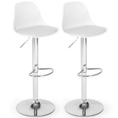 Kit 2 Banqueta Alta Leda Estofada Com Base Giratória E Regulagem De Altura - Branco