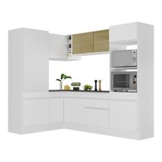 Armário De Cozinha Completa De Canto Com Rodapé Veneza Multimóveis V2084 Branco Branco