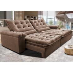 Sofá Retrátil E Reclinável 2,75M Cama Inbox Big Fresh Com Softgel D40 Velupluma Castor