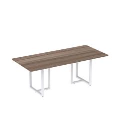Mesa De Reunião Retangular 200x90cm Mr2000p25tub Walnut/branco