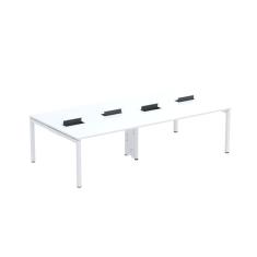 Mesa De Plataforma Dupla Para 4 Pessoas Corporativa 140x140-4p Pdc14-14-4p Branco