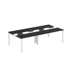 Mesa De Plataforma Dupla Para 4 Pessoas Corporativa 140x140-4p Pdc14-14-4p Preto-branco