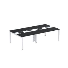 Mesa De Plataforma Dupla Para 4 Pessoas Corporativa 130x140-4p Pdc13-14-4p Preto-branco