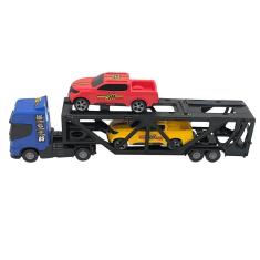 Mini Cegonheiro De Brinquedo Transportador De Carros Com 2 Carrinhos, Azul