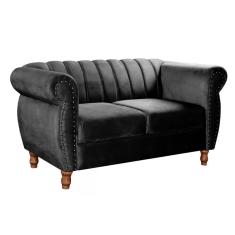 Sofá Realeza Decorativo Chesterfield Namoradeira Retrô Preto