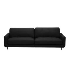 Sofá Decorativo Isaac 3 Lugares Sala De Estar 240cm Pés Em Aço Couro Preto