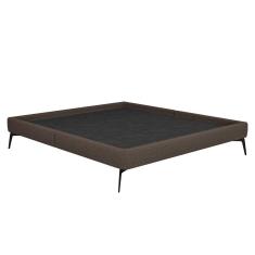 Cama Casal King 199cm Pés Metálicos Elisa S05 Linho Marrom - Mpozenato