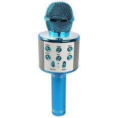 Microfone Karaokê Infantil Ws858 Azul Sem Fio Com Bluetooth