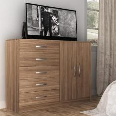 Cômoda para Quarto 5 Gavetas e 2 Portas Austin - Evidência Móveis