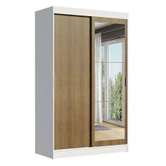Guarda-Roupa Solteiro Madesa Tokio 2 Portas de Correr com Espelho 2 Gavetas - Branco/Rustic