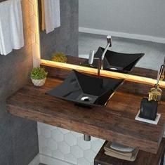 Cuba de Apoio para Banheiro L34 Lux Quadrada Folha Compace Preto