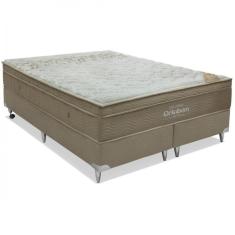 Conjunto Cama Box Colchão Viscomemory Super King 193x203x28cm Ortobom Bege/Branco