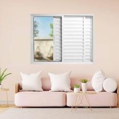 Janela Veneziana de Alumínio 3 Folhas 100 x 100cm Linha 25 Esquadrias Bergame Branco