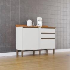 Balcão para Cozinha 2 Portas 2 Gavetas Pérola Branco