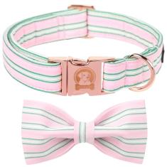 Coleira listrada para cães MR. CHUBBYFACE Macaron com laço linda rosa gravata borboleta primavera menina menino coleira para cães pequenos e grandes
