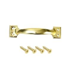 5/1 conjunto de maçanetas de porta em arco de metal de 4/6 polegadas com parafusos, armários de móveis, puxadores de gaveta, portão de ferro, maçanetas de porta de galpão de celeiro, OURO 4 polegadas